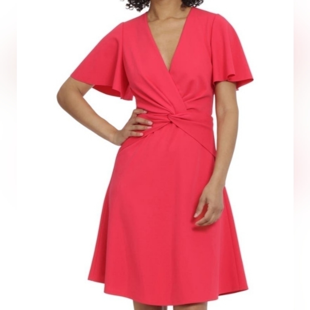 NWOT Maggy London Pink Midi Dress With Knotted Waist Size 2
